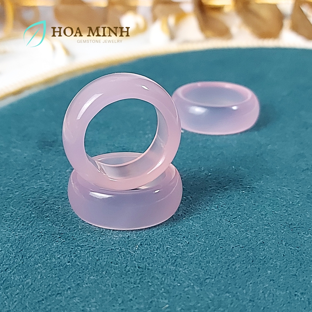 Nhẫn đá Mã Não hồng phớt dày nhẫn 8.8 li size lớn đường kính 19mm