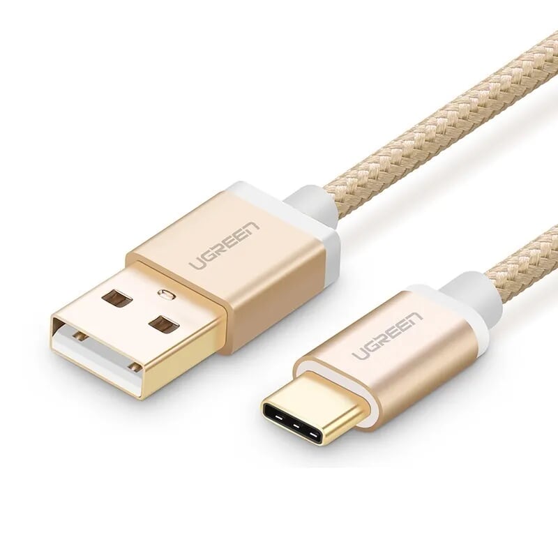 Cáp USB TypeC sang USB 2.0 Hỗ trợ sạc nhanh 3A 0.25M màu Vàng Gold Ugreen UC20858US174 Hàng chính hãng