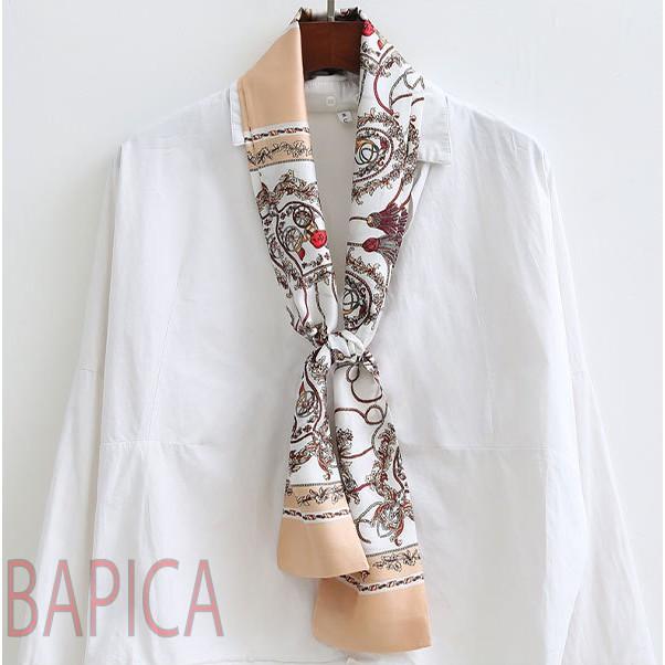 Khăn choàng cổ lụa turban satin dài BAPICA,khăn bandana phong cách Hàn Quốc D2