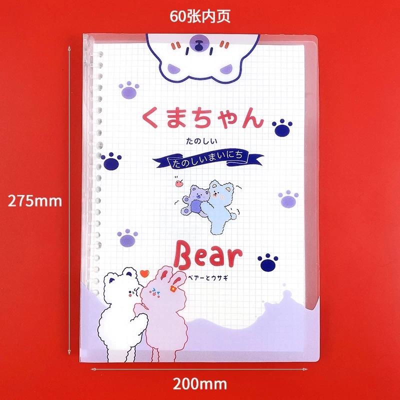 Sổ còng nhựa nhiều lỗ A5, B5 dễ thương binder chống nước có ngăn đựng stickers