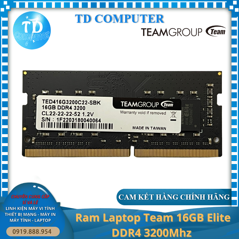 Ram Laptop Team 16Gb Elite Ddr4 3200Mhz - Hàng Chính Hãng Viễn Sơn Phân Phối