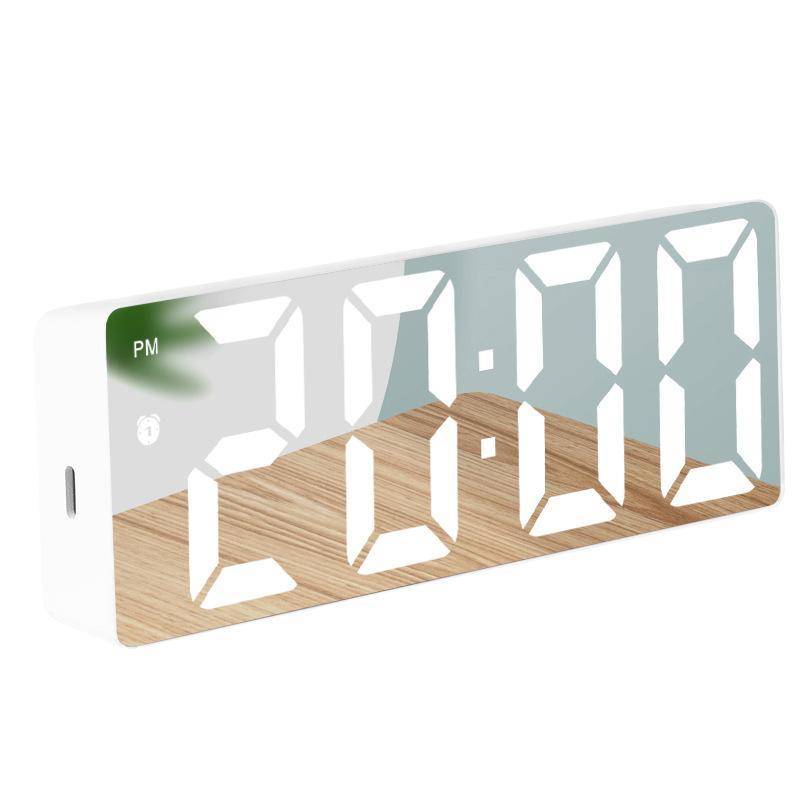 Đồng hồ Gương LED 3D Báo thức Để bàn thông minh đa năng tích hợp Đo nhiệt độ - Miễn Ship - nền gương -chữ nhiều màu