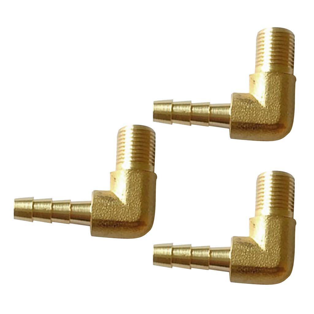 3 pieces 1/8 BSP To 6mm Brass 90 Degree Male Elbow Barb Hose Tail Pipe Gas Fittings