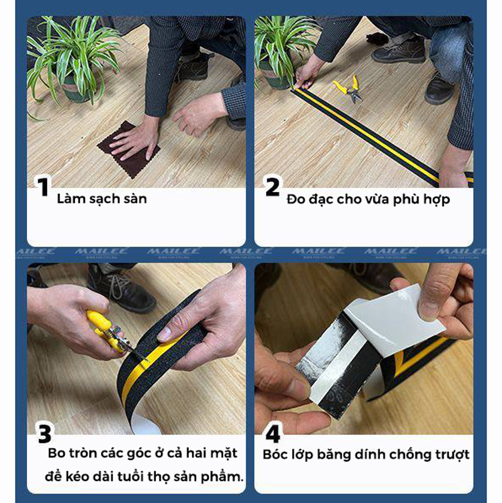 Băng keo chống trượt vân nhám đá phản quang 5m x 5cm cao cấp PQ-505V, dán cầu thang, chống trơn trượt hiệu quả dành cho văn phòng, nhà xưởng, chân bậc cầu thang - Mai Lee