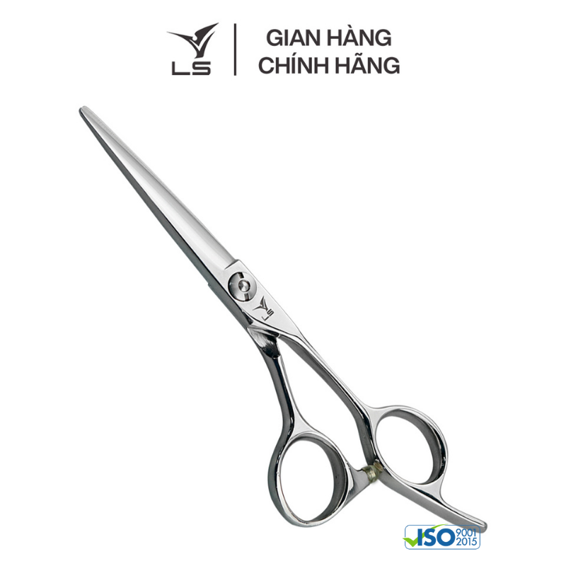 Kéo cắt tóc LS lưỡi thẳng quai offset vênh đỡ ngón cố định JP553