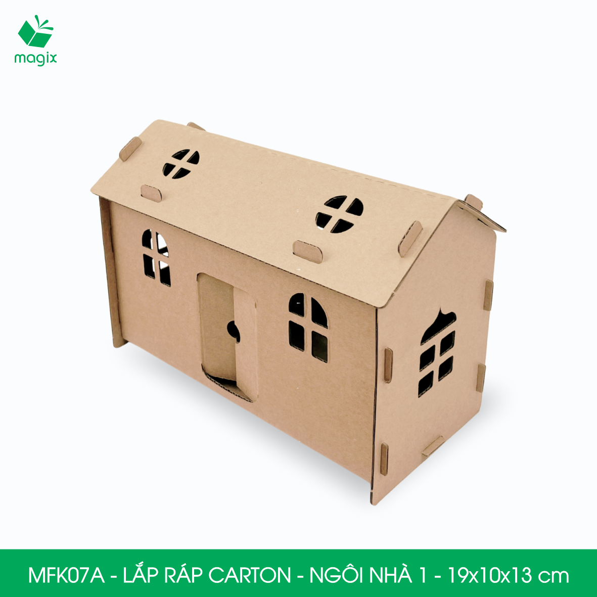 MFK07A - 19x10x13 cm - Mô hình ngôi nhà lắp ráp từ bìa carton cao cấp, nhà giấy carton mini sáng tạo