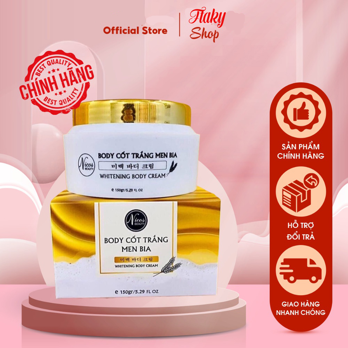 Body Cốt Ủ Trắng Men Bia Nicos 150gram Chính Hãng 100%