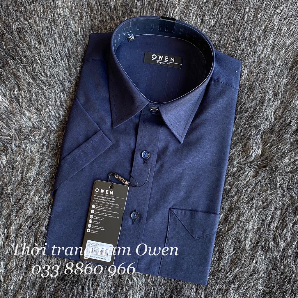 OWEN - Áo sơ mi ngắn tay Owen REGULAR FIT chất SỢI TRE MÀU XANH THAN 220133