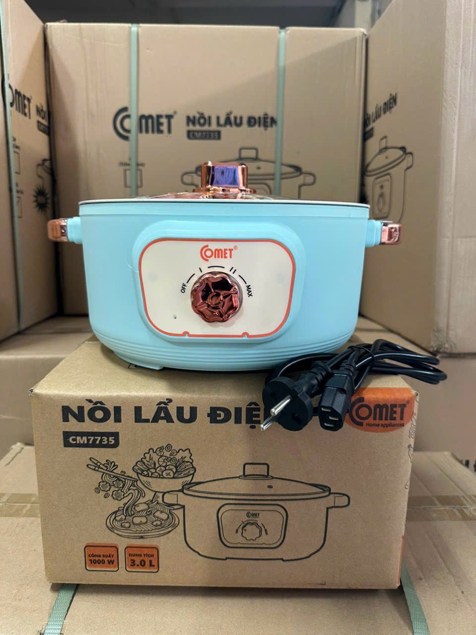 NỒI LẨU ĐIỆN ĐA NĂNG COMET CM7735 - Dung tích 3L - Công suất 1000W - HÀNG CHÍNH HÃNG