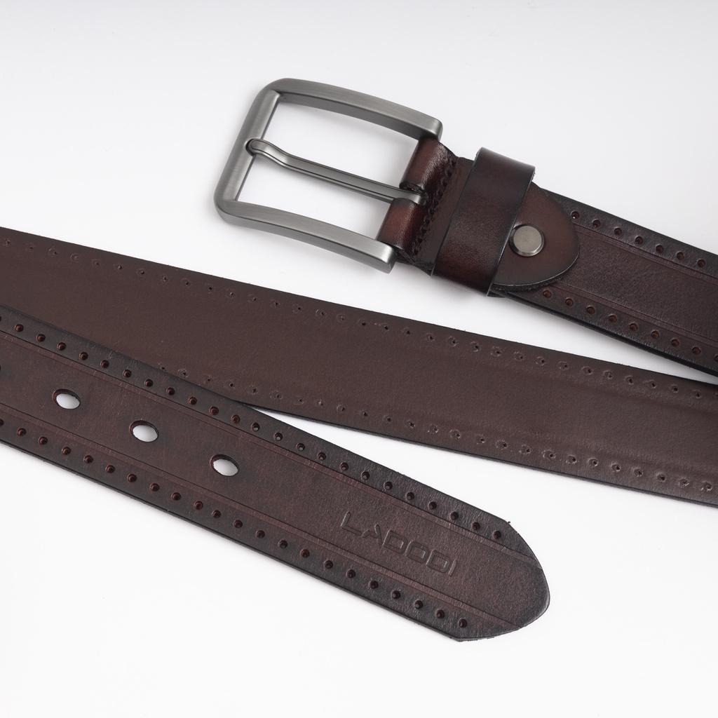 LADODI Thắt Lưng Da Bò Thật 3.8 Cm Khóa Gài Hợp Kim Sáng Màu Thời Trang Cao Cấp Cho cả Nam và Nữ - Bảo Hành 2 Năm