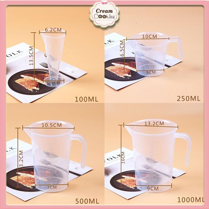 Ca đong nhựa / ly đong / cốc đong định lượng nguyên liệu 100ml-250ml-500ml-1000ml, Dụng cụ làm bánh BAKER MART