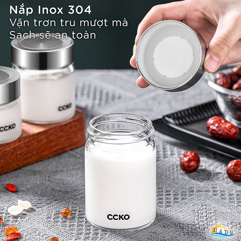 Hũ Chưng Yến Đựng Sữa Chua 100ml 150ml 200ml Thủy Tinh Nắp Inox 304 Cao Cấp Đạt Chất Lượng Đức CCKO