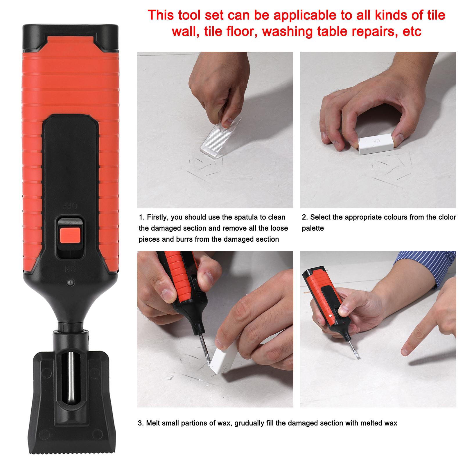 Ceramic Tile Repairing Tool Set Multifunction DIY Repairing Tool Set Household Home Tools Convenient Labor Saving Scratch Repairing Crack Fill Tile Surface Repairing Tool Set with 11 Wax Bars