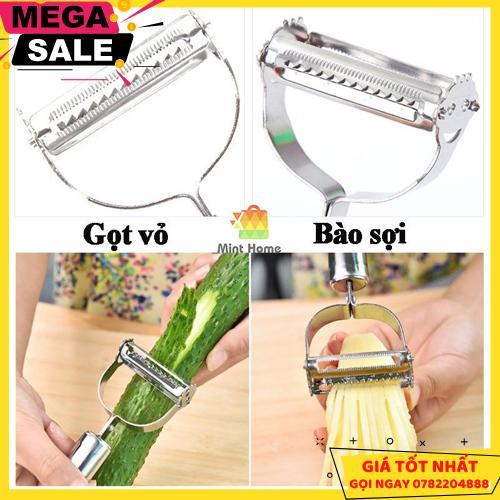 Nạo Rau Củ Quả, Gọt Trái Cây, Dụng Cụ Bào Sợi Thép Không Gỉ Inox 304 Cao Cấp Đa Năng 3 In 1 Tiện Lợi - Giao Hàng Toàn Quốc