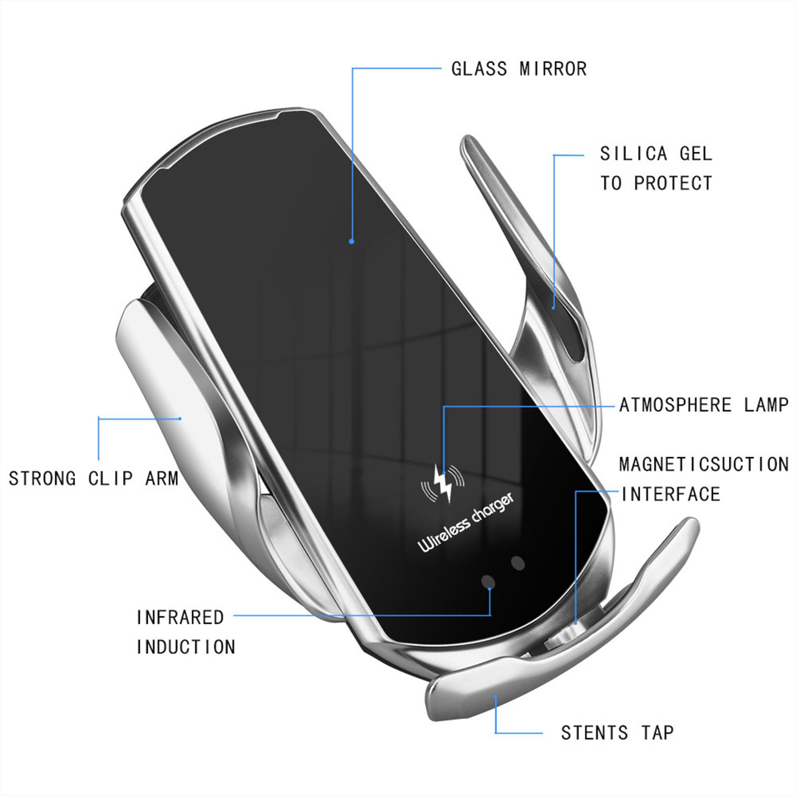 Wireless Car Charger,15W Qi Fast Charging Auto-Clamping Car Mount,Windshield Dash Air Vent Phone Holder Compatible with 11/11 Pro Max/Xs MAX
