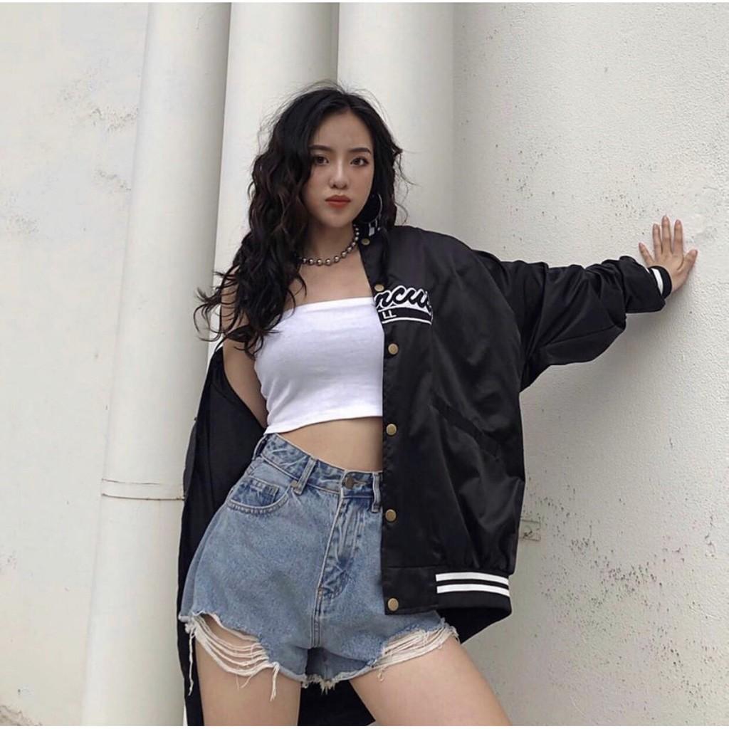 Áo Khoác Dù BOMBER MAR.CUS. Đen/Trắng Unisex (hình thật)