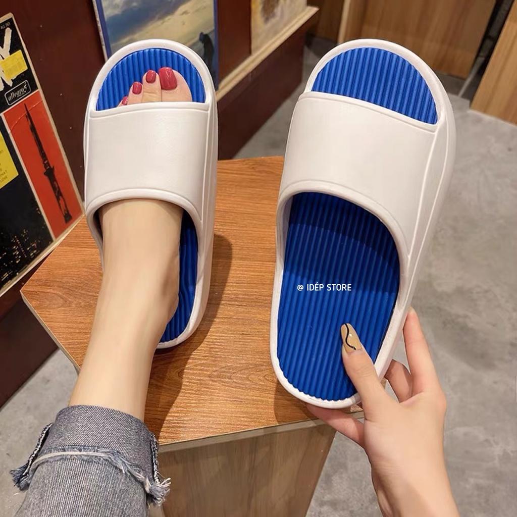 Dép bánh mì gân tăm Unisex đế độn cao 3cm Dép nam nữ quai ngang siêu nhẹ chất EVA hot trend 2022 iDÉP- DL216