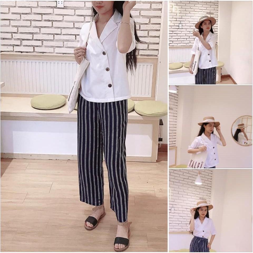 Áo pijama trắng 3 nút