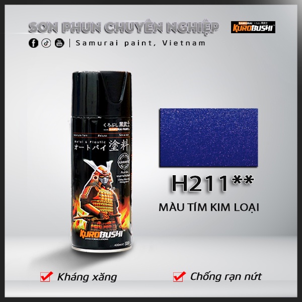 Sơn xịt Samurai Kurobushi - MÀU XANH TÍM KIM LOẠI H211