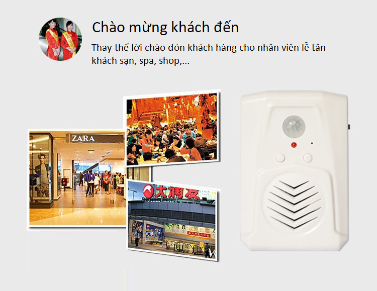 Báo khách thông minh gắn thẻ nhớ cảm biến chuyển động qua mắt hồng ngoại cao cấp