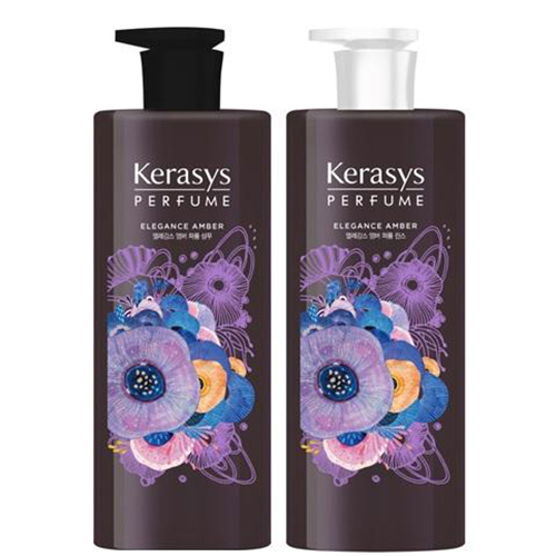 Dầu gội nước hoa hương Violet tím và hoa diên vỹ Kerasys Elegance Amber Hàn Quốc 600ml tặng kèm móc khóa