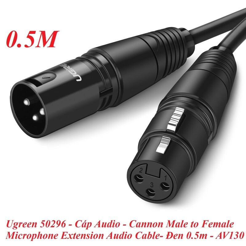 Ugreen UG50296AV130TK 0.5M Màu Đen Cáp nối dài Microphone cannon âm thanh - HÀNG CHÍNH HÃNG