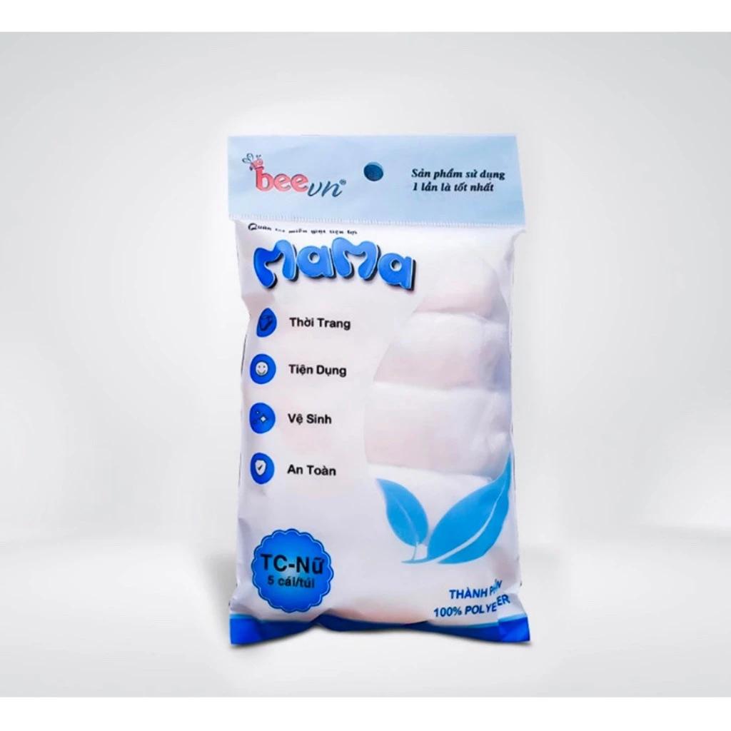 [Túi 5c] Quần lót cotton miễn giặt dùng 1 lần MAMA dùng đi du lịch/quân sự/mẹ bầu/sau sinh - 1 Gói (5 quần)