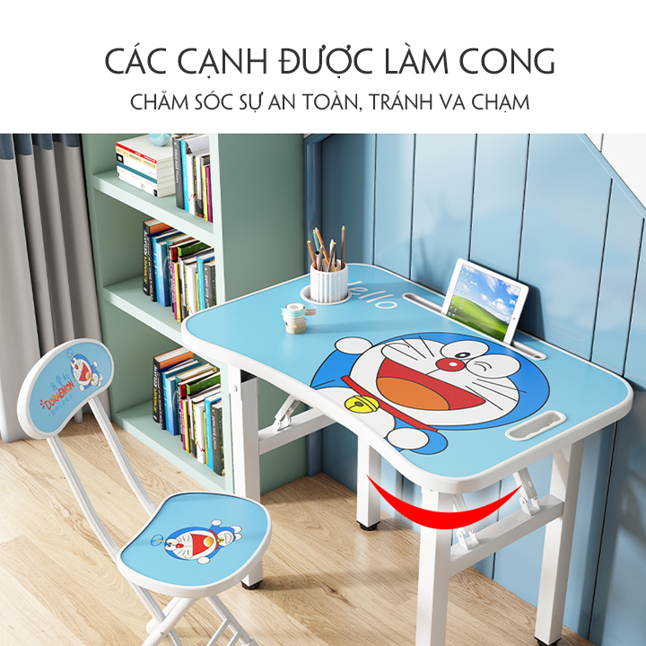 Bộ Bàn Học Sinh Trẻ Em, Bàn Học Cho Bé Lớp 1 Kiểu Hoạt Hình, Bàn Học Gấp Gọn -M057