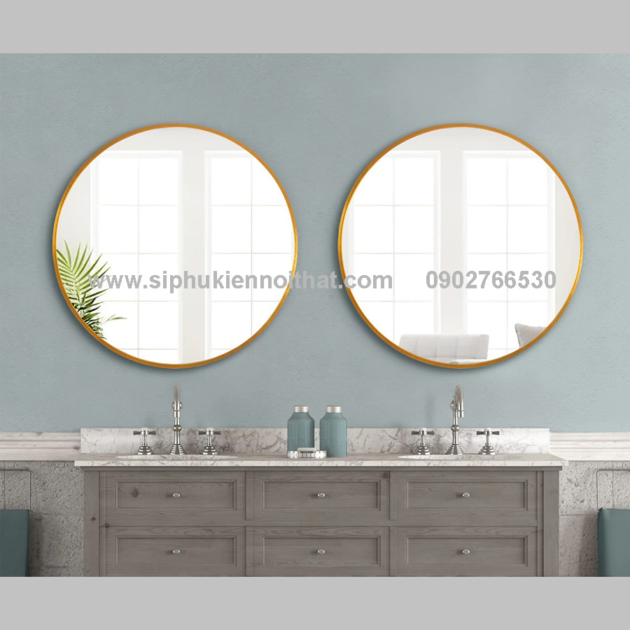 Gương Tròn Khung Nhôm Mạ Màu Vàng Đồng TT-070
