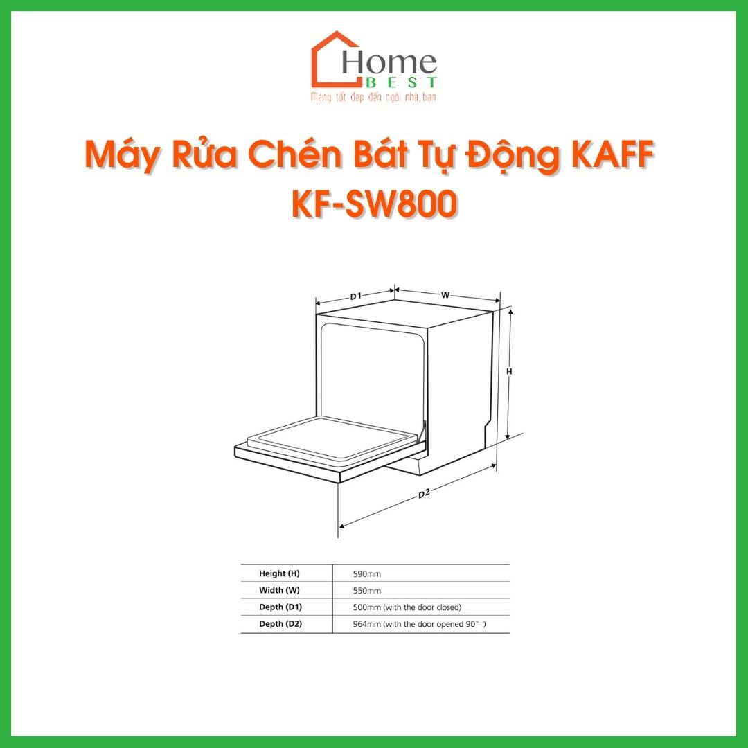 [GIAO LẮP MIỄN PHÍ] Máy Rửa Chén Bát Tự Động KAFF KF-SW800