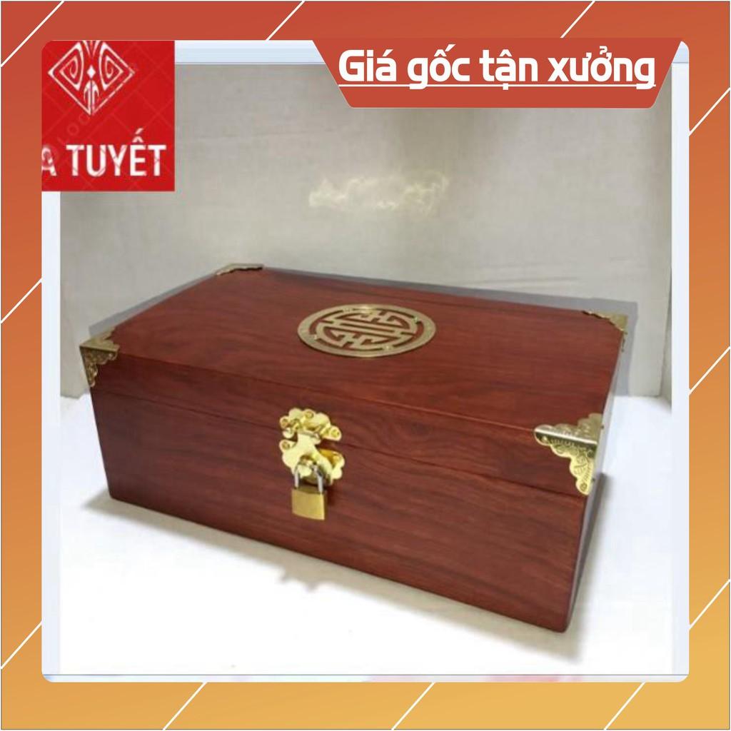 HỘP ĐỰNG CON DẤU, TRANG SỨC GỖ HƯƠNG CHỮ THỌ SIZE TO 26CM-KÈM KHÓA MINI