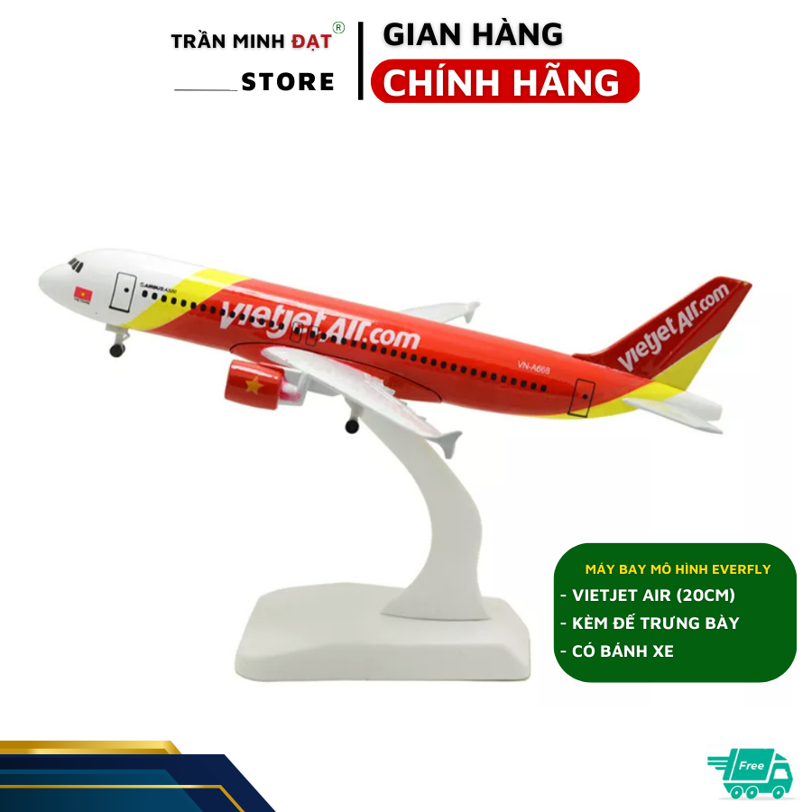 Mô Hình Máy Bay Trưng Bày VietJet Air Đỏ 20cm - Trần Minh Đạt Store