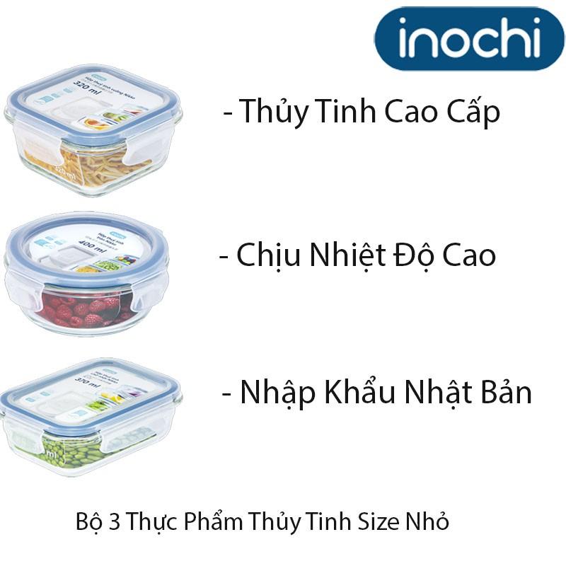 Bộ Hộp Thủy Tinh Đựng Thực Phẩm, Bảo Quản Thức Ăn Chữ Nhật - Vuông - Tròn Size Nhỏ 370 - 320 - 400ml