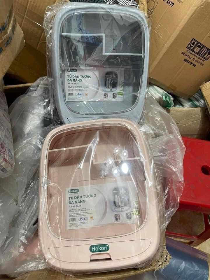 Kệ mỹ phẩm cao cấp, tủ để đồ trang điểm mỹ phẩm treo tường bằng nhựa ABS