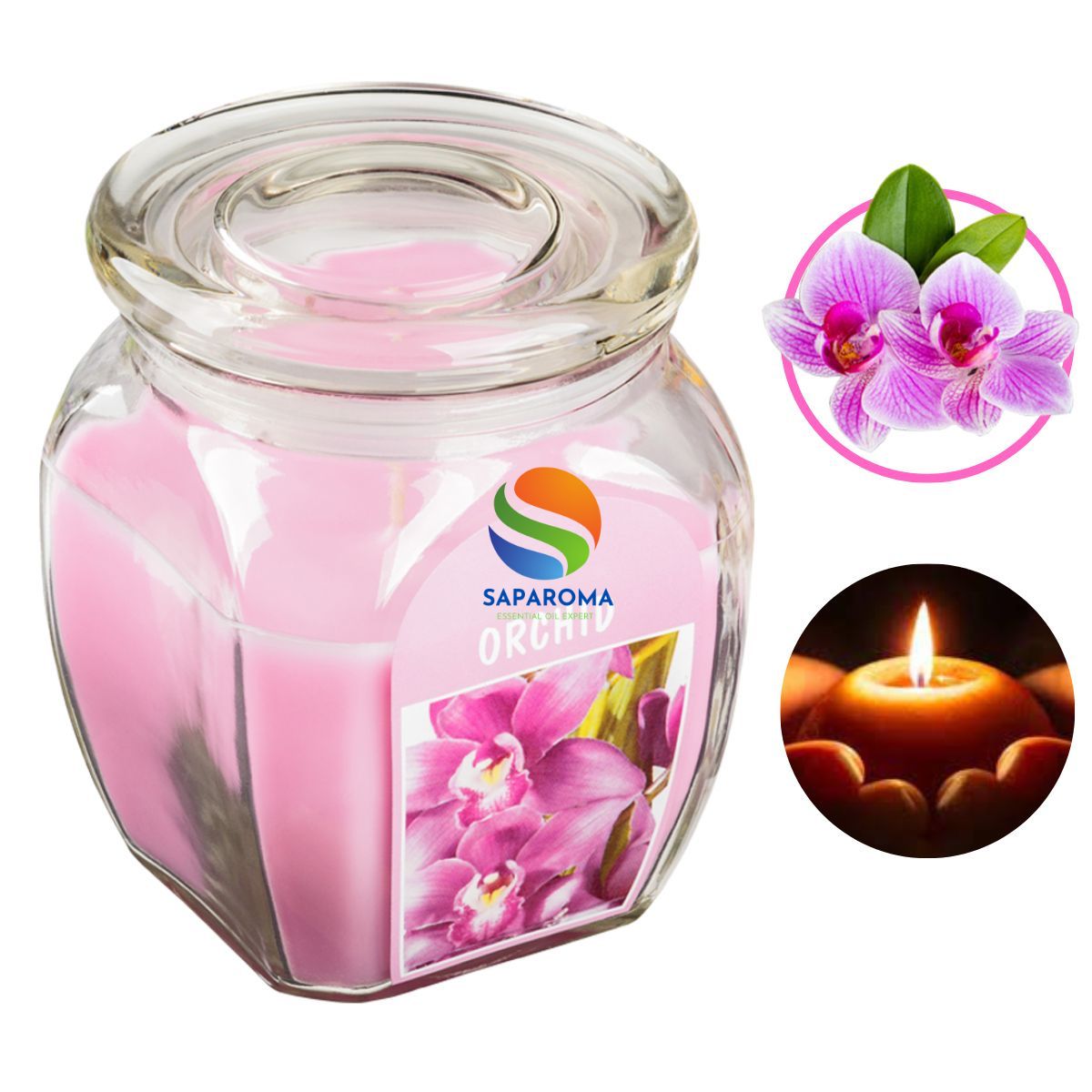 Hũ nến thơm tinh dầu Bolsius Orchid 305g QT024367 - hương hoa lan, nến trang trí, thơm phòng, thư giãn, Hỗ trợ khử mùi