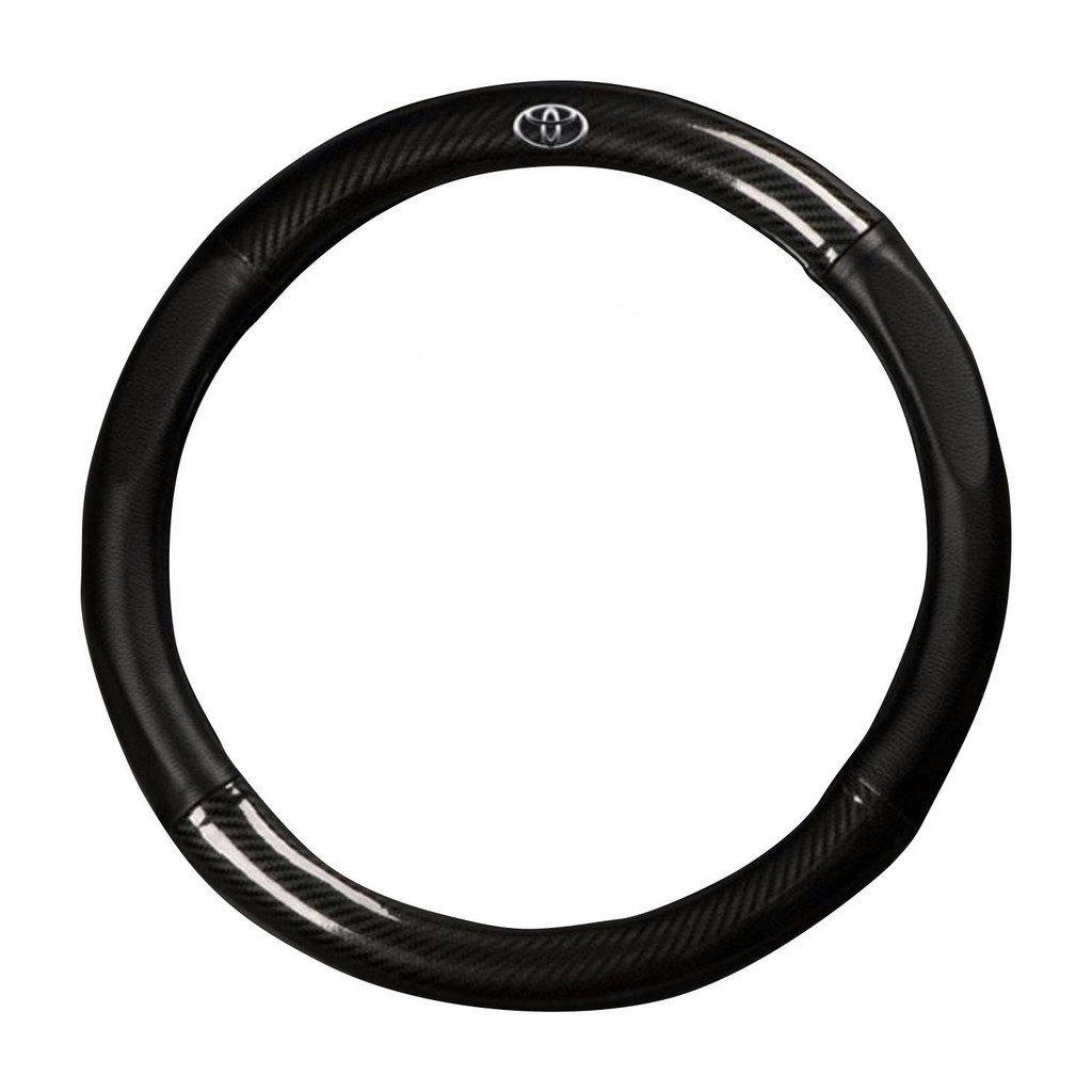 Bọc vô lăng TTAUTO cho xe ô tô từ 4 đến 7 chỗ chất liệu da vân carbon cao cấp có logo TOYOTA