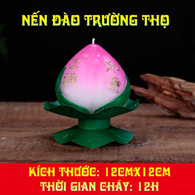 Nến đào, sáp đào trường thọ an toàn cho sức khỏe cháy 12h