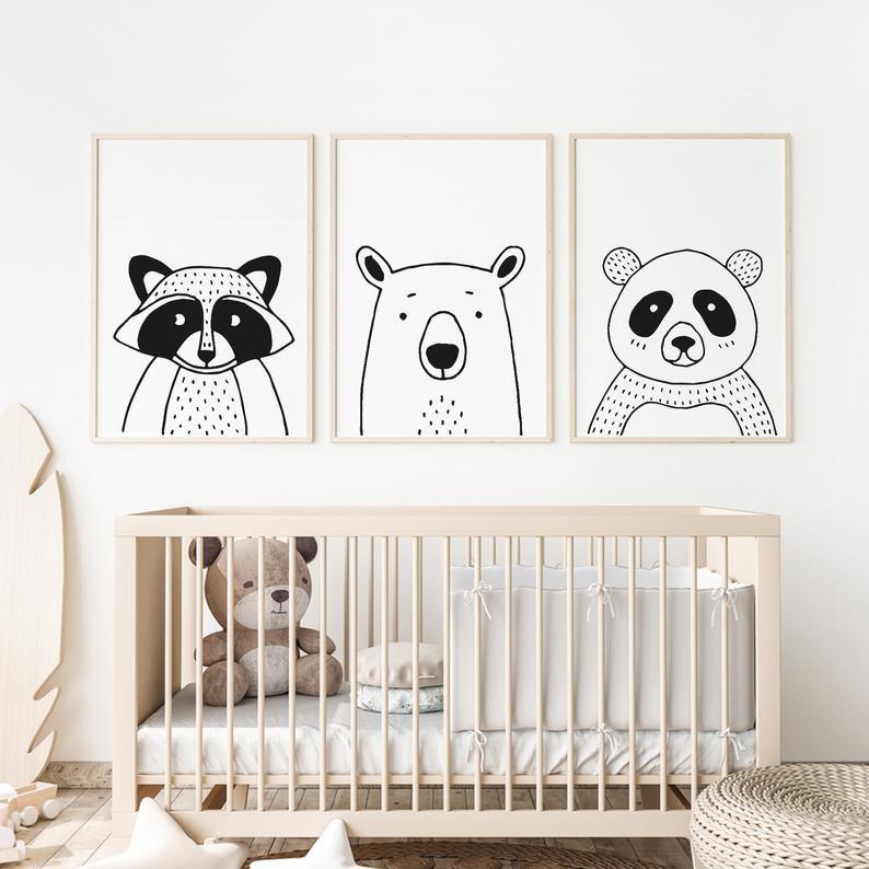 Tranh trang trí phòng bé hiện đại khung gỗ - TONE đen trắng - Xingdecor