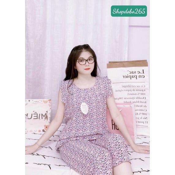 Đồ bộ nữ,đồ ngủ mặc nhà lửng 9 tấc vải lụa mango BL 46 hoạ tiết hoa nhí dễ thương size 47-65kg.