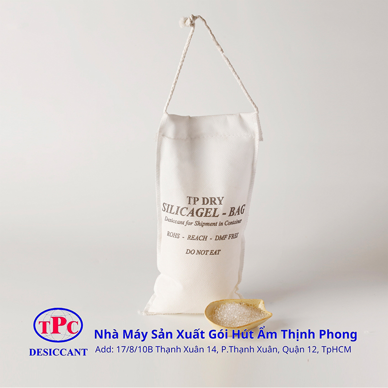 Túi Hút Ẩm Silicagel 200-500gram vải trắng dây treo