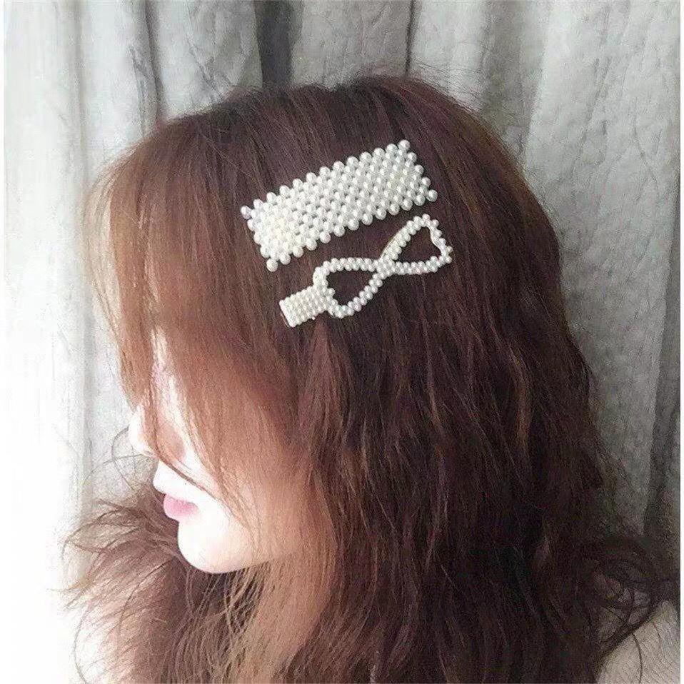 Cặp tóc bẻ tách ngọc trai nhiều hình phong cách Hàn Quốc kẹp mái xinh xắn hot tiktok