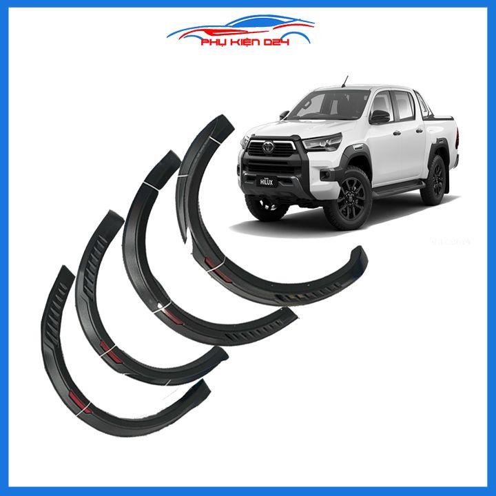 Bộ ốp cua lốp xe ô tô Hilux 2021-2022 bản nhỏ mẫu phản quang trang trí bảo vệ lốp xe