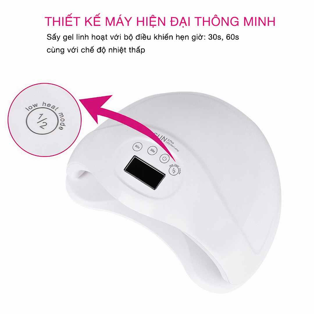 Máy sấy khô móng tay SUN5 đèn led UV siêu khô dành cho sơn gel 48W - Hàng chính hãng