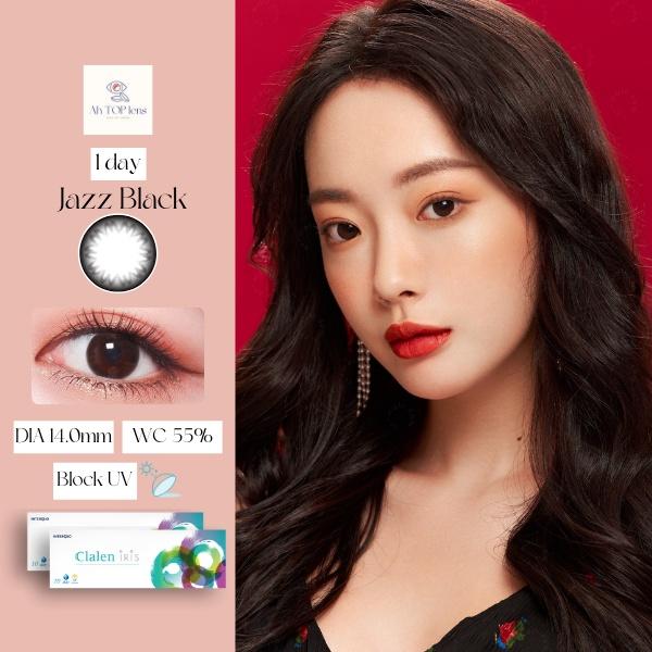 Kính áp tròng 1 ngày Hàn Quốc Clalen Iris màu đen tự nhiên Jazz Black có đến 10 độ