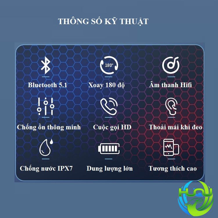 Tai Nghe Tài Xế Giá Rẻ Huqu HQ-S109 Thiết Kế Xoay 180 Độ - Hàng Chính Hãng