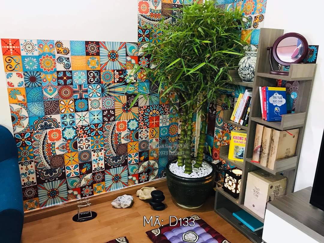 Decal dán bếp hình gạch bông, kích thước 100cm x 60cm / tấm, không thấm nước, keo bám chắc chắn, ngoài dán bếp còn dán trang trí nhà tắm, cầu thang, quầy bar, quán cà phê trà sữa