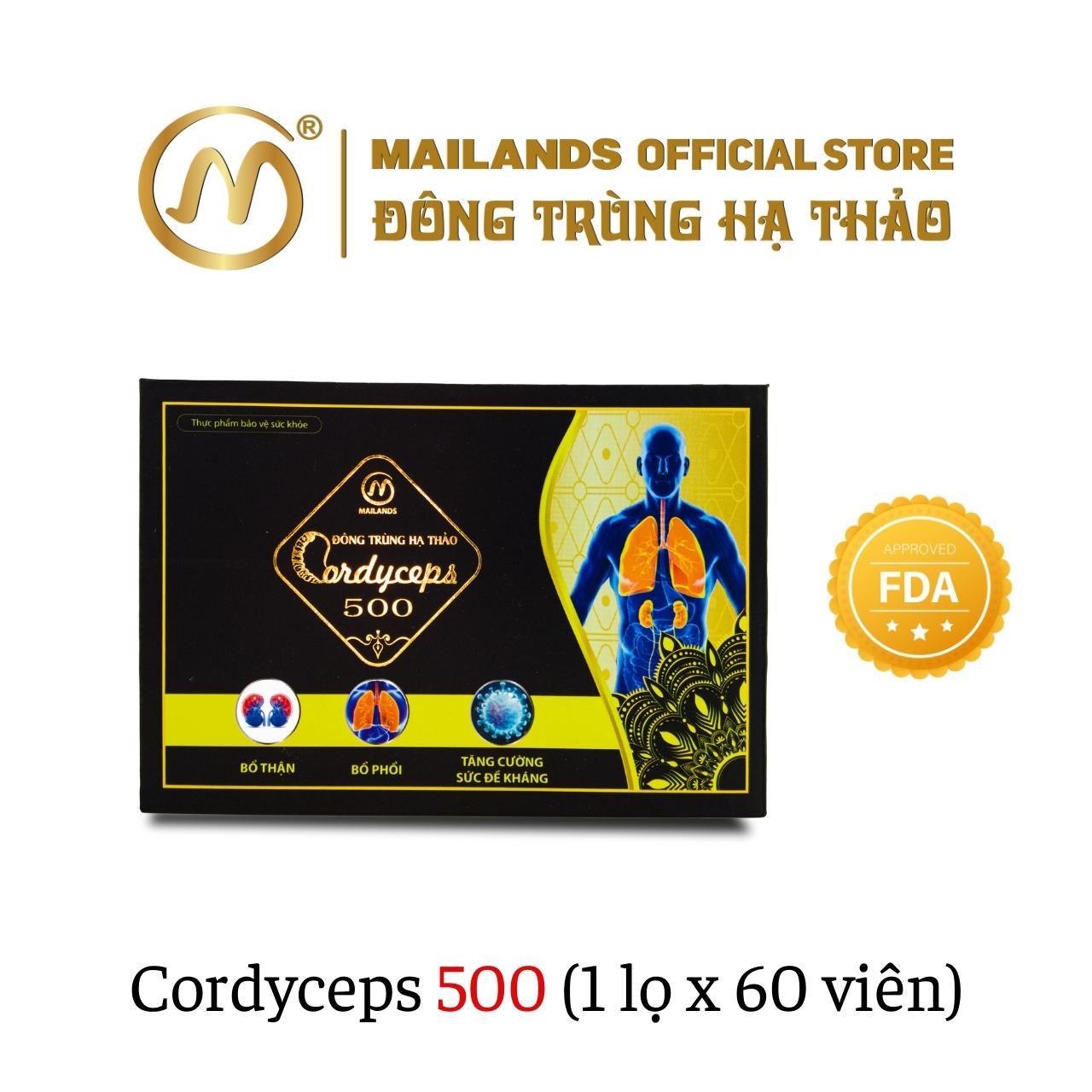 Đông Trùng Hạ Thảo Mailands Cordyceps 500 (60 viên)