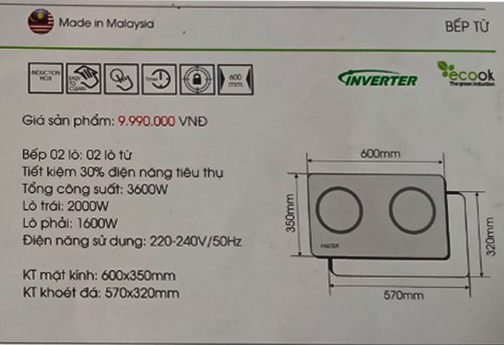 Bếp từ đôi Faster FS-600I - Hàng chính hãng