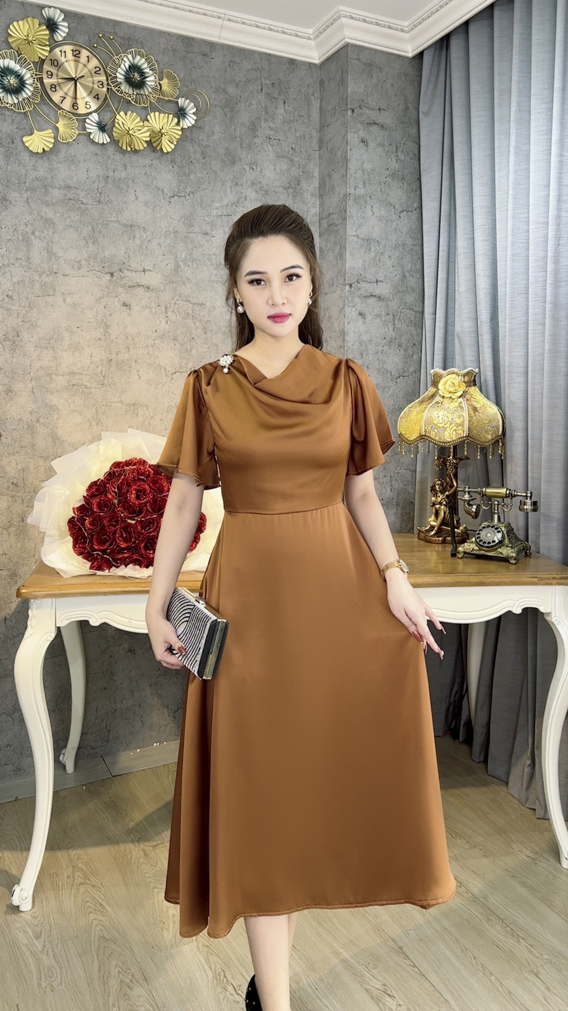 Đầm Trung Niên [ Linh Trà ] (TM 593) Bigsize Màu Sắc Trẻ Trung Tươi Sáng Họa Tiết Sang Trọng Đi Làm Đi Tiệc Cho Bà
