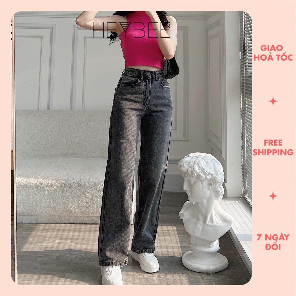 Quần jeans suông HEYBEE lưng cao - HJ1245